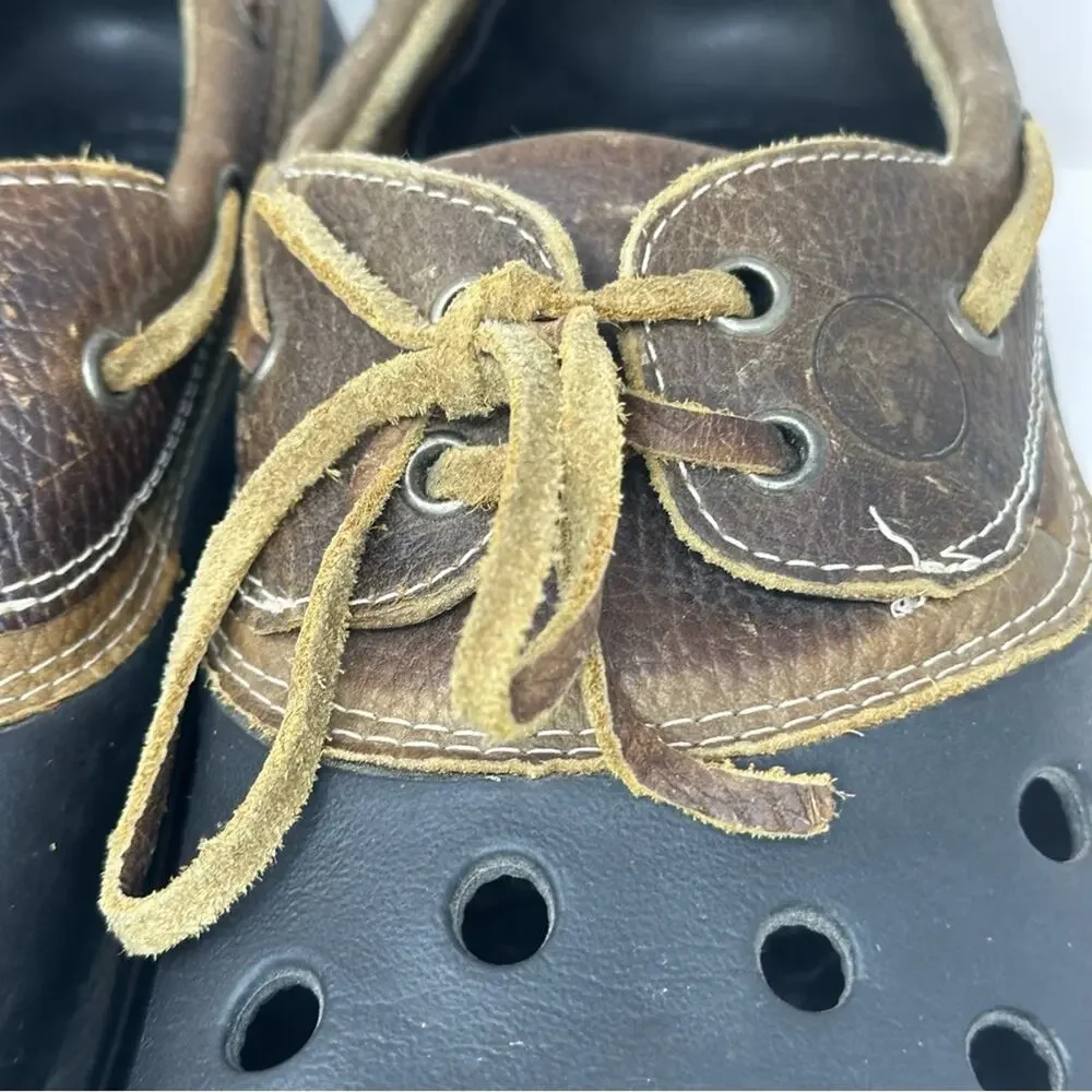 CROCS Men’s Pit Crew Boat Shoe - Black & Brown